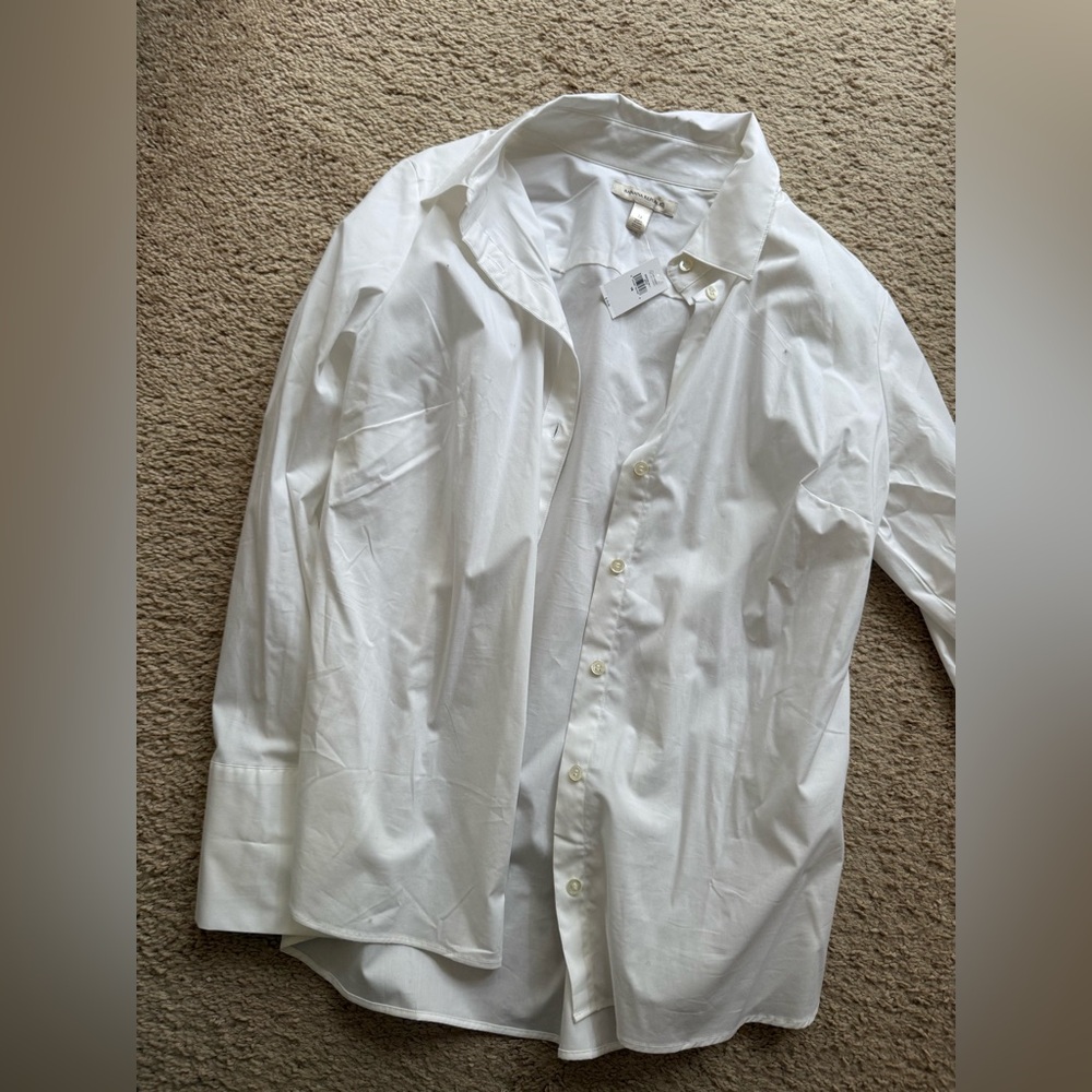Banana Republic White Button-Up Blouse Size 16 NWT